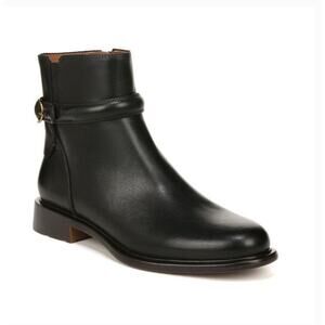 Franco Sarto Elese Leather Boots 6 Black NWOT Buckle Academia Prep Booties Zip